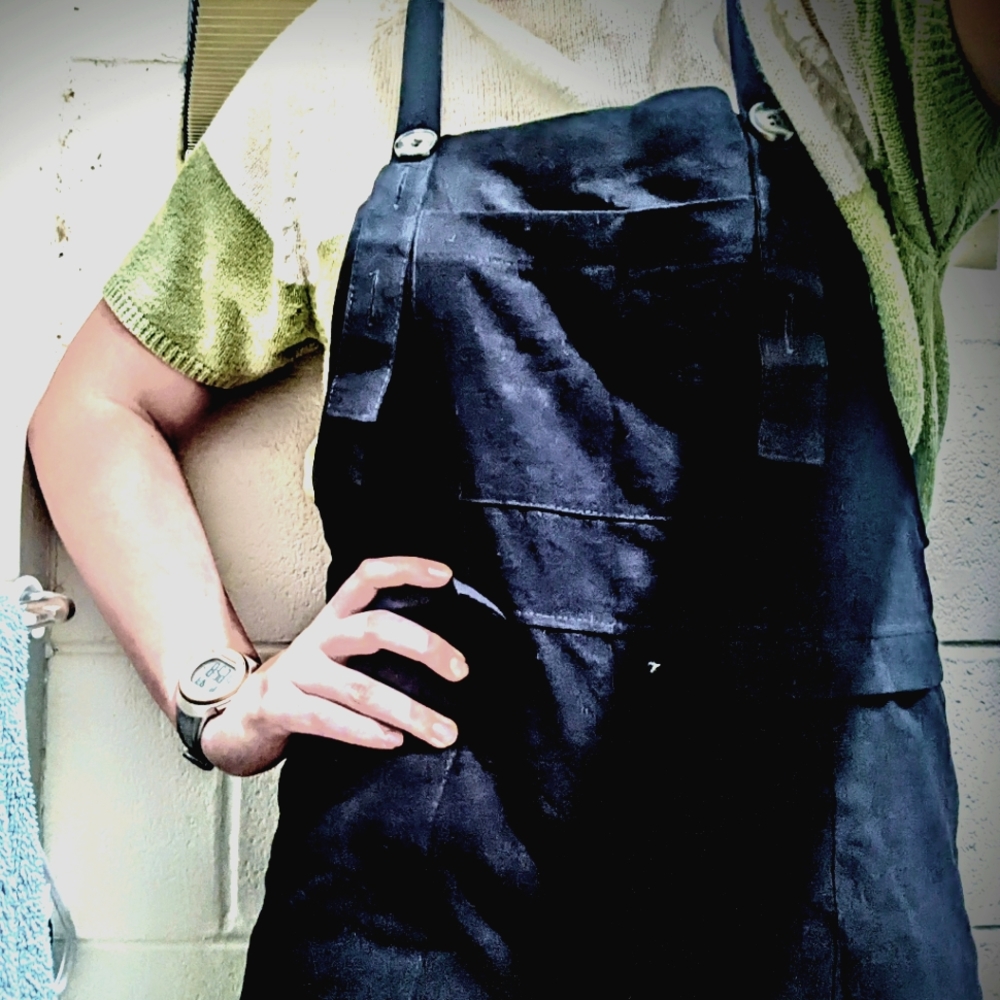 Black Fashion Overalls. Super Cute!!! Size M.  Leg Falls to ankles.